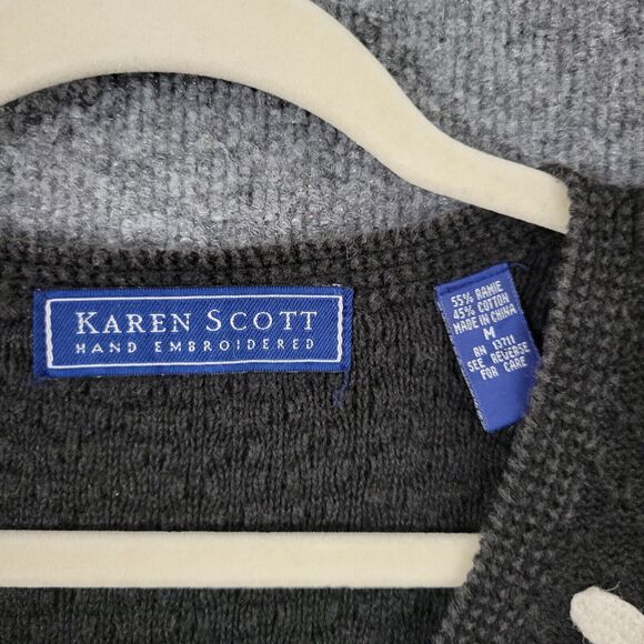 KAREN SCOTT Hand Embroidered Novelty Halloween Pumpkin Ghost Vest SIZE MEDIUM - Picture 7 of 11